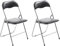 CLP 2er Set Klappstuhl Felix Gepolstert I Küchenstuhl Mit Metallgestell I Kunstleder PVC Sitz Gepolstert I Stühle Klappbar I Campingstühle, Farbe:schwarz/Silber