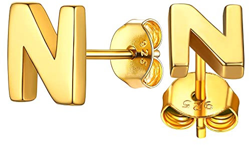ChainsHouse goldener Buchstabe N Ohrstecker Klein Initialer Letter Ohrstecker Minimalisitischer Alphabet Ohrschmuck mit Geschenkebox für Geburtstag Weihnachten