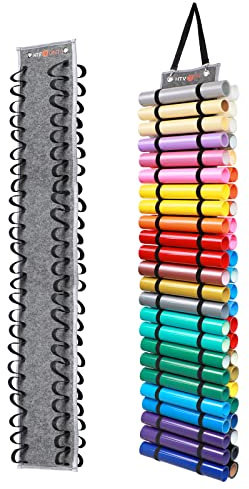 HTVRONT Vinyl Storage Organizer - Holds Up to 48 Rolls, Grey Craft Vinyl Organizer with Wall Mount/Hanging Over the Door