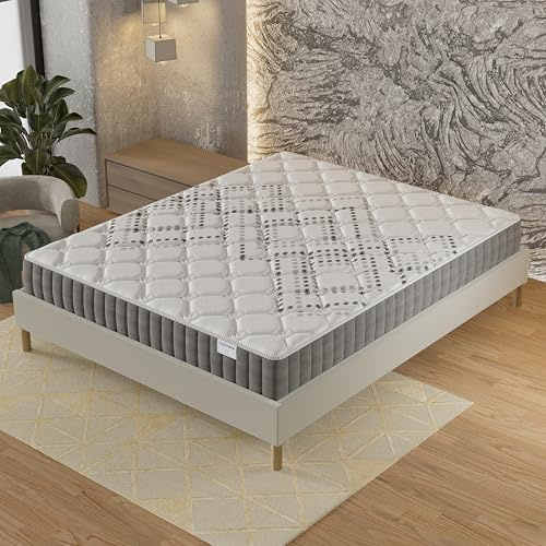 NOVEMBER – Matratzen-Set (120 x 190 cm) – Matratze Eliha mit Taschenfedern & hochdichtem Schaum, 20 cm dick + stabiles & Robustes Holzuntergestell, Bezug aus weißem Stoff