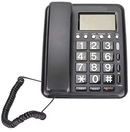 Annadue YK-719 Klassisches Schnurgebundenes Großtastentelefon, Freisprech-Tischtelefon mit Anrufer-ID-Anzeige, Desktop-Wred-Telefon für das Home Hotel Office(Schwarz)