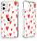 Losvick iPhone 12/12 Pro Case - Red Heart Pattern Clear Hybrid Case - Hard PC Back + Shockproof TPU Bumper - 6.1 inch
