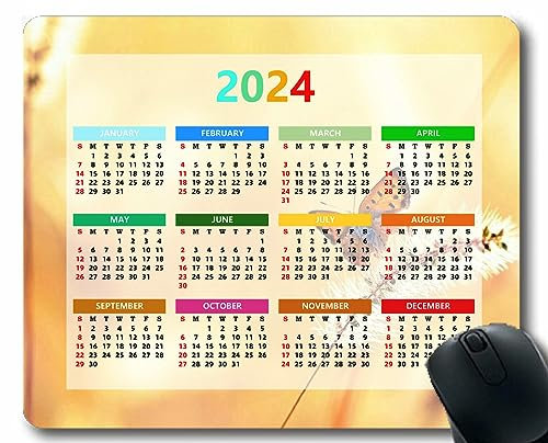 YENDOSTEEN Benutzerdefinierte 2024 Kalender Mauspad, Farblichtfeldgras Mauspad mit Rutschfester Gummibasis
