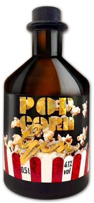 POPCORN GIN | besonders mild | feiner ausbalancierter Geschmack nach gebuttertem Popcorn | destilliert mit 14 Botanicals | das perfekte Geschenk für Gin-Liebhaber, 41% Vol | 0,5 Liter Einzelflasche