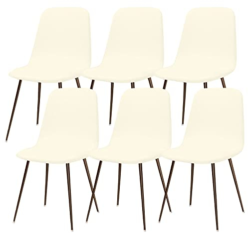 Lydevo Stuhlhussen 6er Esszimmer Strech Stuhlhussen für Esszimmerstühle Universal Waschbar Bezug Stuhlhussen Skandinavisch Stuhlüberzug für Küchenstühle Hotel Bankett,Schlank#Beige
