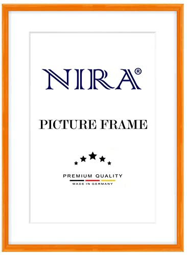 NiRa Massiv Holz Bilderrahmen Schmal 40 x 50 cm in Orange Hochglanz | Farbe und Größe wählbar | Rahmen für Poster | Puzzle | Foto collage HD121