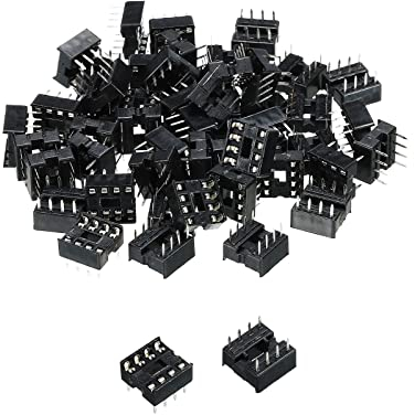sourcing map DIP IC Chip Sockel Adapter Flach Pin 8P 2.54mm Pitch IC Sockel für PCB Board Chip, 50 Pack