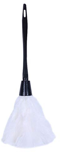 SuanQ 1pc Fashion Turkey Feather Duster with Black Plastic Handle Cleaning Tool(white) 35cm