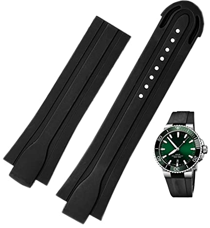 IOTUP 24 mm x 12 mm Bandanstoß Gummi wasserdichtes Uhrenarmband für Oris Armband Silikon Uhrenarmband Edelstahl Faltschließe (Farbe: 25-12 mm, Größe: 24-12 mm), 24-12mm, Achat