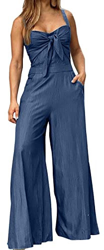 Latzhose Damen Jeans Ärmellos Lätzchen Hose Breite Hosen Mode Jumpsuits Hosenanzug mit Taschen Tunika Schlinge Weste Overall Playsuit Cool Arbeitsoverall Playsuit Sommer Lätzchen Hose