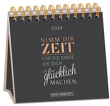 Harenberg Tischkalender - Nimm dir Zeit - Kalender 2024 - Grafik-Werkstatt-Verlag - Monatsplaner mit praktischem Aufsteller und Spiralbindung - 16 cm x 15 cm