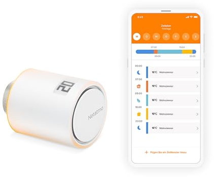 Netatmo Tête Thermostatique Connectée et Intelligente - Contrôle à Distance - Économie d'énergie - Accessoire pour Le Thermostat Intelligent et pour Le Pack pour Chauffage collectif, NAV -AMZ