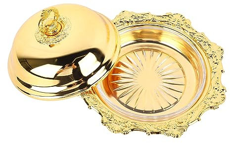 Fockety Butterdose, Legierung Glas abnehmbar leicht zu reinigen Vintage und Elegante Butter Storage Holder geruchsneutral langlebig Käseschale für Weihnachten, Geburtstag