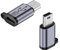 QIANRENON Adattatore da mini USB maschio a micro USB femmina, da mini USB a micro USB 2.0, connettore dati di ricarica, 480 Mbps, 18 W, 9 V/2 A, in lega di alluminio/foro per gancio, per fotocamera