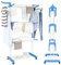 Trintion 3 Tier Clothes Drying Rack, Adjustable Rolling Laundry Hanger, Foldable Wings Large Stainless Steel Garment Dryer with Casters for Outdoor Indoor(Blue)
