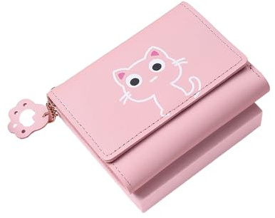 Eterspr Rose Mini Chat Portefeuille Mignon, Porte Feuille Femme Chat Mignon pour Les Sorties Cadeaux pour Amies
