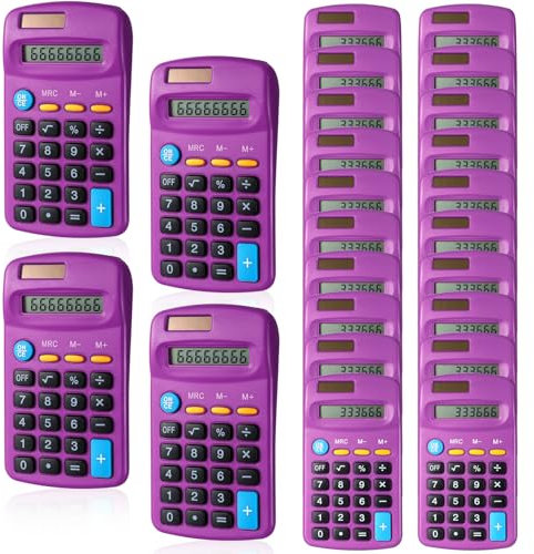 Copkim 24 calcolatrici di base per studenti, piccole calcolatrici tascabili, mini calcolatrici a doppia alimentazione, display a 8 cifre, calcolatrici da tavolo per scuola e casa (viola)