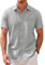 COOFANDY Shirts for Men Short Sleeved Shirt Summer Casual Shirt Dress Button Down Shirts Oxford Regular Fit Light Grey L