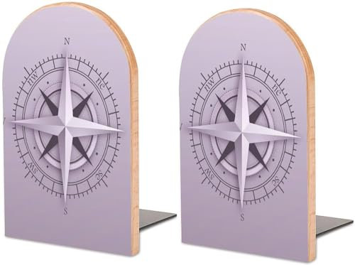 Kompass 3D-Symbol, große dekorative Buchstützen aus Holz für Regale zum Halten von Büchern, robuste, rutschfeste Buchstopper, Heimbüro