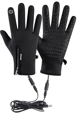 Imtrub Heated Gloves for Men Women, USB Full Finger Waterproof Windproof Adjustable Hand Warmer Gloves with Touch Screen for Freezer Work Thin Winter Hand Warmer for Motorcycle Skiing Cycling