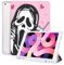 Vozehui Hülle für iPad 10.2 Zoll 9/8/7 Generation Rosa Hülle mit Bleistifthalter, Auto Sleep/Wake für Cartoon Geist Gruseliges Gesicht Hülle für Frauen Männer Mädchen Jungen, 2021/2020/2019, Rosa