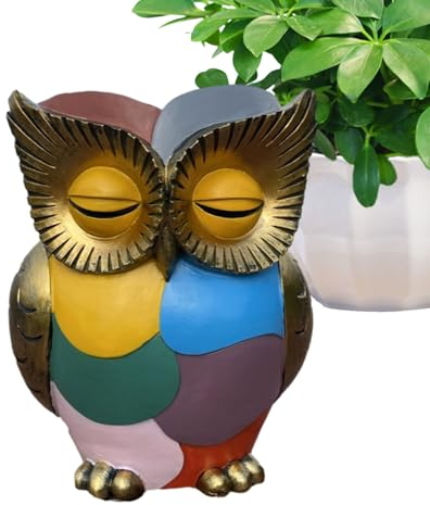 Generisch Eulenfiguren, Heimdekoration, handgezeichneter Harztopf in Eulen-Form, dekorativer bunter Stifthalter, kreative Tischdekoration für Esszimmer, Schlafzimmer, Wohnzimmer