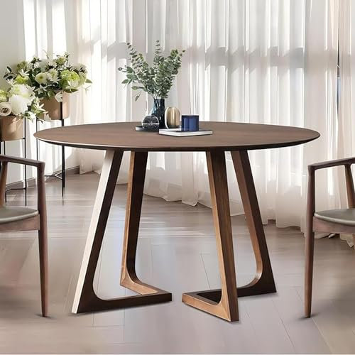 Table de salle à manger ronde, table de salle à manger moderne du milieu du siècle en bois massif, table basse de loisirs pour 2 à 4 personnes