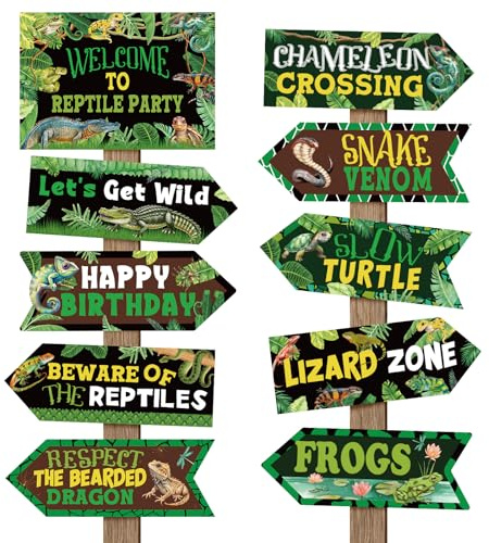 20 Pieces Reptile Birthday Party Decorations Welcome to Reptile Party Directional Signs Swamp Lizard Snake Alligator Reptile Birthday Party Supplies Wall Door Porch Yard Sign