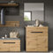 Lomadox Garderoben Set 2-teilig Garderobe mit Schuhschrank Schuhkommode Garderobenspiegel Spiegel modern in Eiche mit grau