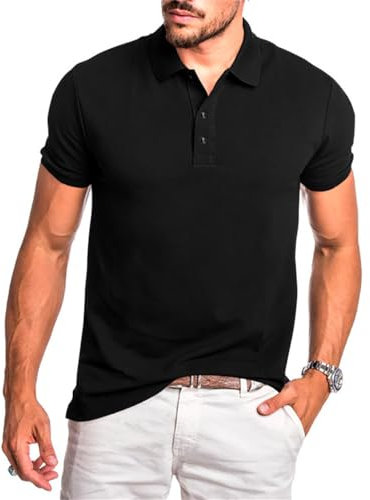 MEIMIYI Kurzarm Poloshirt Herren Funktions Poloshirt Herren Kurzarm Kurzarm Weiß Poloshirt Herren Poloshirt Kurzarm Herren Sommer Poloshirt Herren Poloshirt Herren G-Black S