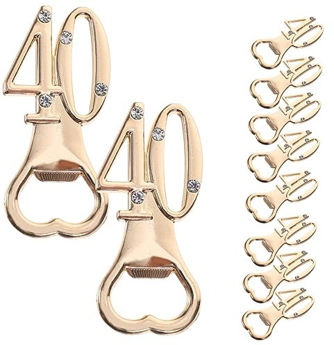 PLAFOPE 10 Pz 40Esimo Compleanno Apribottiglie Apribottiglie Di Partito Chiave Apribottiglie Di Partito 40Esimo Compleanno Apriscatole Birra Oro Apriscatole Strass
