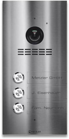 Metzler VDM10 2.0 - Videocitofono con apriporta (alimentazione) - collegamento a 2 fili IP - citofono con fotocamera HD - 3 interfono casa di famiglia - app per smartphone - acciaio inox spazzolato |