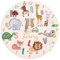 wunderwunsch® - Personalisierte Wanduhr Kinder aus Holz mit Spezial-Druck - Lautloses Uhrwerk mit Aufhängung - Babyzimmer Deko Kinderzimmer (Tiere ABC)