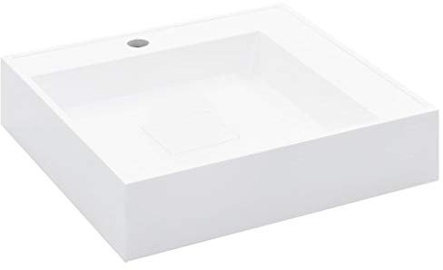 Homgoday Lavabo 50x50x12,3 cm Fonte minérale/Marbre Blanc, Vasque à Poser, Lavabo de Salle de Bain Évier de Comptoir pour Toilettes, Vestiaires, WC d'invités