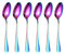 DIOXSTAR 6X Stainless Steel Table Spoon, Dinner Spoons, Soup Spoons, Dessert Spoons, Comfortable Grip, Classic Design, Easy to Clean, for Home, Kitchen, 20CM (Rainbow)