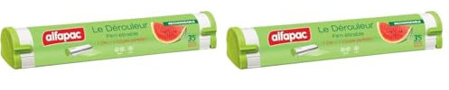 ALFAPAC - Dérouleur de film étirable 35M - Très extensible, adhérent et résistant - Rechargeable (Lot de 2)