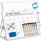 LISSCHANN Dry Erase Whiteboard Monthly Calendar with Stand, 40 x 30 cm Double-Sided Desktop White Board, Small A3 Magnetic Planning Board Set with 8 Markers, 5 Magnets, 2 Marker Holders & 1 Eraser