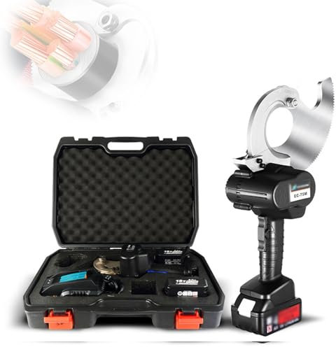 BDJSN Coupe-câble Rechargeable Portable, Outil De Coupe De Fil Électrique 45/65/75 Mm pour Câble en Cuivre Et Aluminium Et Câble Blindé, avec 2 Batteries Rechargeables