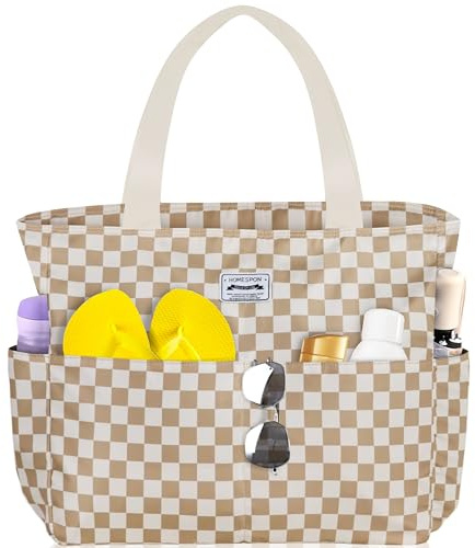 HOMESPON Große Strandtasche Damen mit Reißverschluss Wasserdicht Badetasche XXL Familie Beach Tote Bag