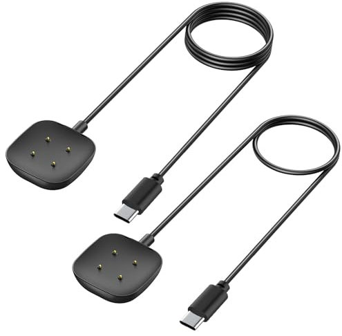 Yisica [2 Pack 1M+50CM] USB C Charger for Fitbit Versa 4 Chargers & Sense 2 Chargers, Replacement Type-C Magnetic Charging Cable for Fitbit Versa 4/3/Sense/2