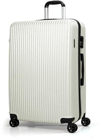 FOSANI Large Suitcase |Aluminium Telescopic Handle | Lightweight Hard Shell Suitcases |3 Digit Combination Lock | 4 Silent Dual Spinner Wheels (White, Large 28'')