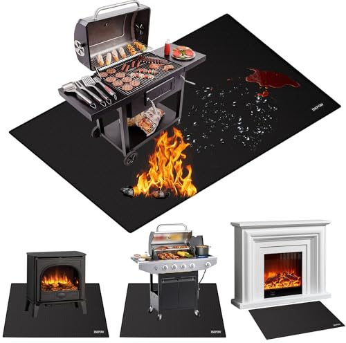 ENGPOW Große 172,7 x 121,9 cm Untergrillmatte für den Außenbereich, doppelseitig, feuerfest, für den Innenbereich, Feuerstelle, öldicht, wasserdicht, Grillmatte für Terrasse, Rasen, wiederverwendbar