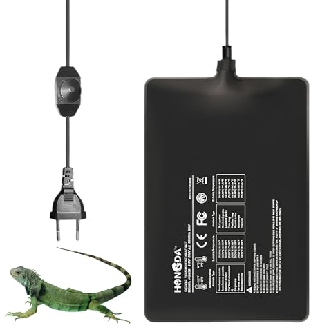 Heizmatte Terrarium 11W mit Temperaturregelung 20x15 cm Reptilien Terrarium Heizung Regelbar für Aquarienheizkissen Pflanzen Amphibien Wasserdicht&Siche Heizkissen für Schildkröten Schlangen Eidechsen