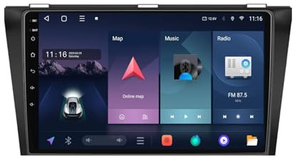 9 Touchscreen Android 15 Car Stereo Wireless CarPlay Android Auto, Per Mazda 3 2004-2009 con BT GPS 4GWIFI FM RDS Radio Telecamera Posteriore Lettore multimediale (6+128G)