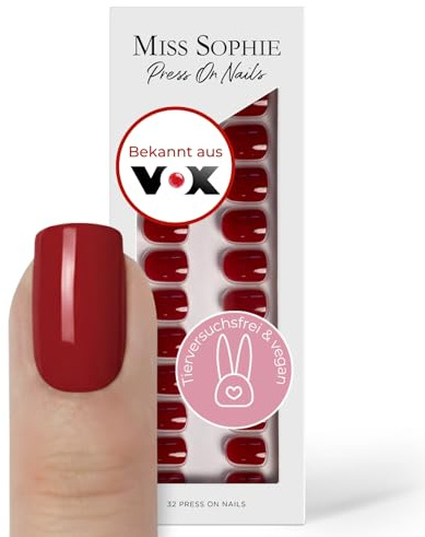 Original Miss Sophie Press On Nails | 32 Stück | Paris Je T'aime | Extra Short Square | Für Fingernägel