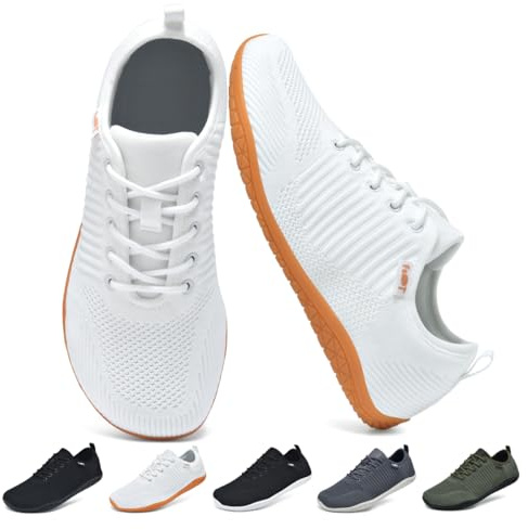 Merdoo Chaussures Pieds Nus Femme Minimalistes Baskets Homme Barefoot Shoes Chaussures Barefoot pour Tous Les Jours Marche Fitness Blanc 42