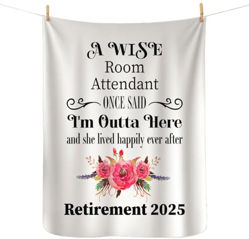 DesiDD Room Attendant Retirement Blanket 2025 for Women - Gifts for Retired Cleaning Attendant Boss Manager Farewell Party Decoration for Lady Female Her - Sherpa Fleece 50x60 - Bed Sofa