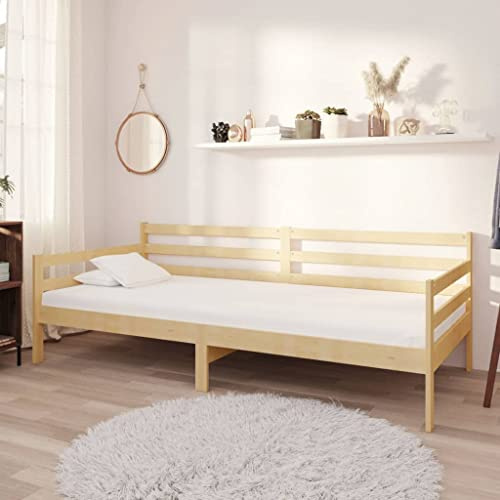 QJBSAVVA Tagesbett 90x200 Kiefer Massivholz weiß mit Matratze 20 cm H3 240 Federn 204x98x70 cm Modernes Schlafsofa für Gästezimmer Jugendzimmer und Büro