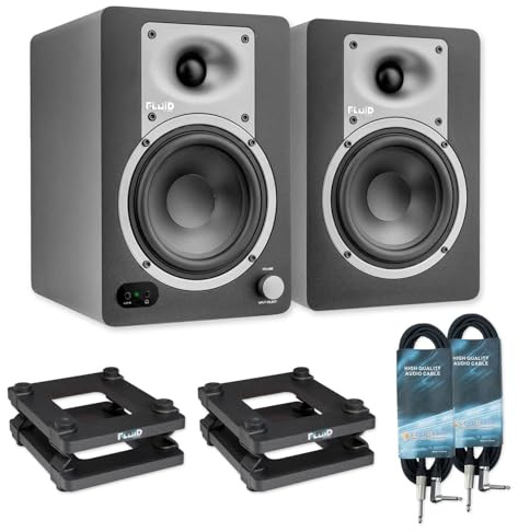 Fluid Audio C50BT Studio-Monitore Lautsprecher mit Stativen und keepdrum Kabel