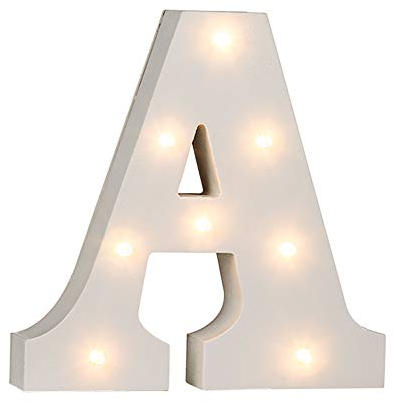 Out of the Blue 57/6074 - Holz Buchstabe A beleuchtet mit 8 LED Lichtern, batteriebetrieben, ca. 16 cm